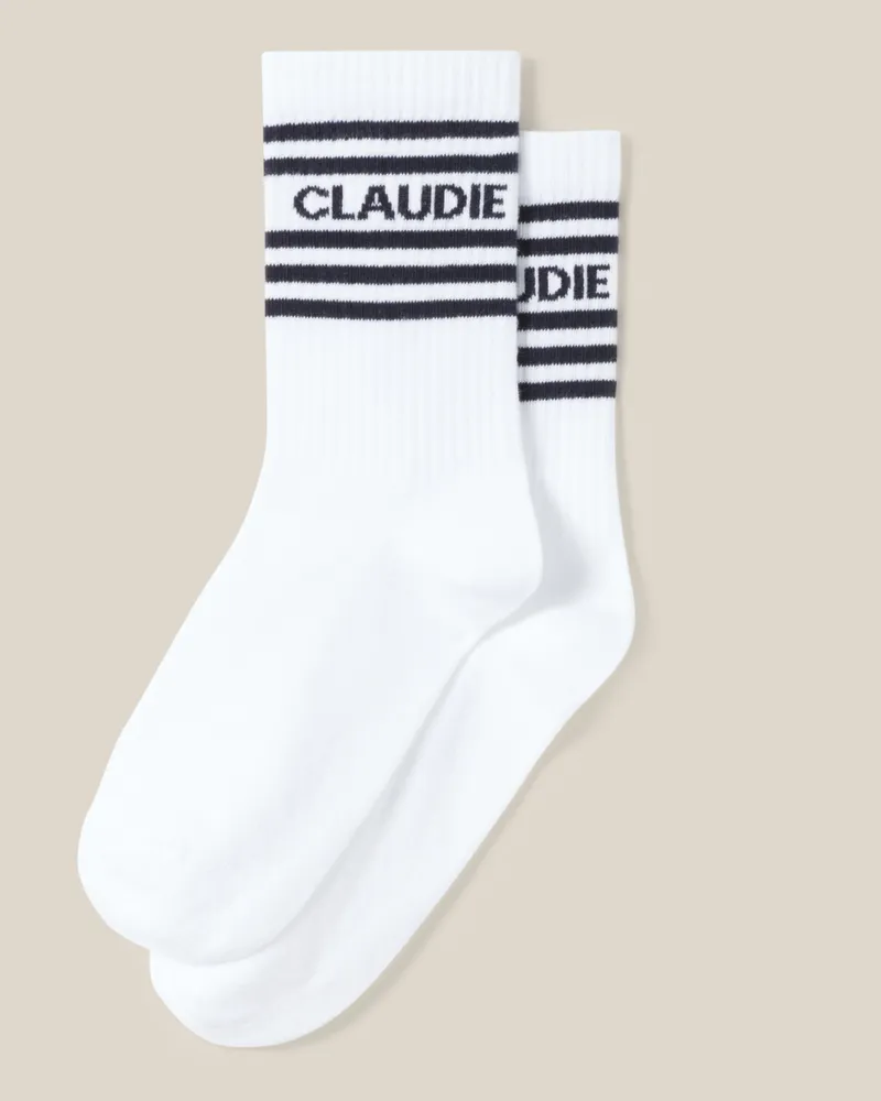 Claudie Pierlot Gestreifte Marine-Sportsocken Marine