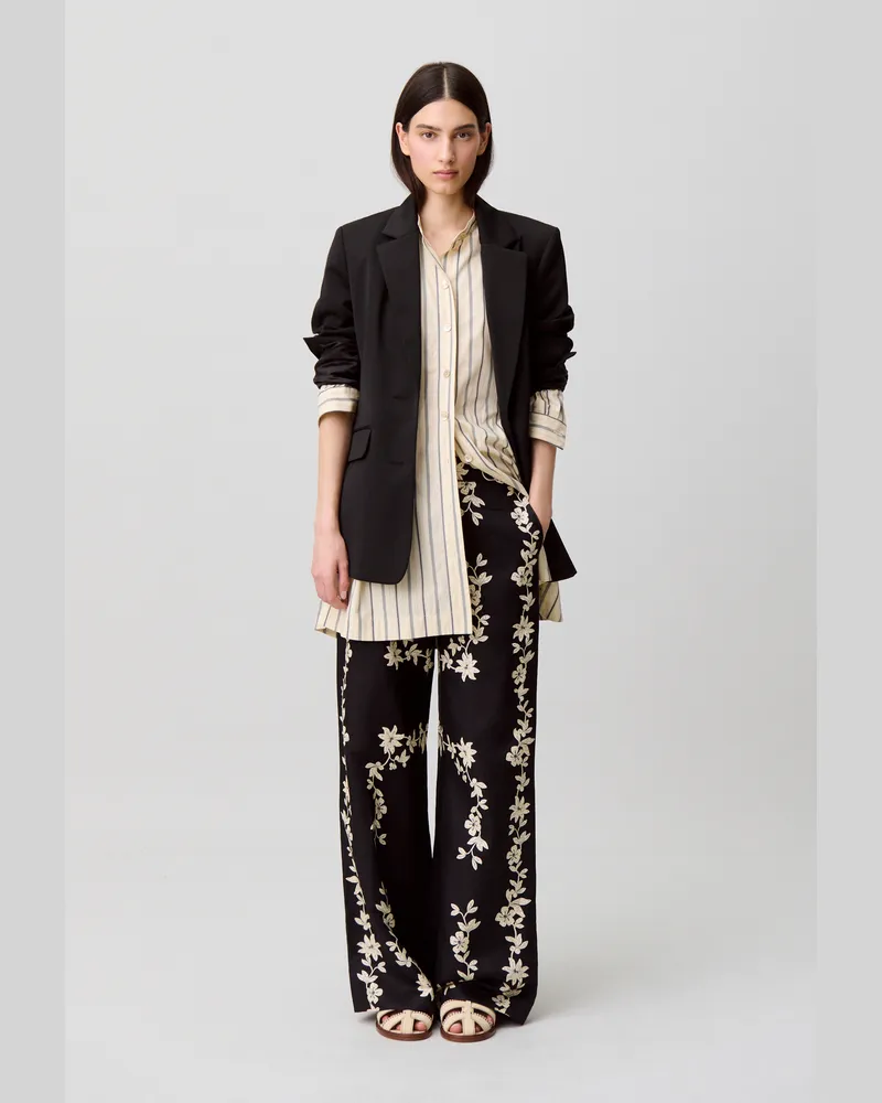 Claudie Pierlot Weite Hose mit Blumen Dunkler