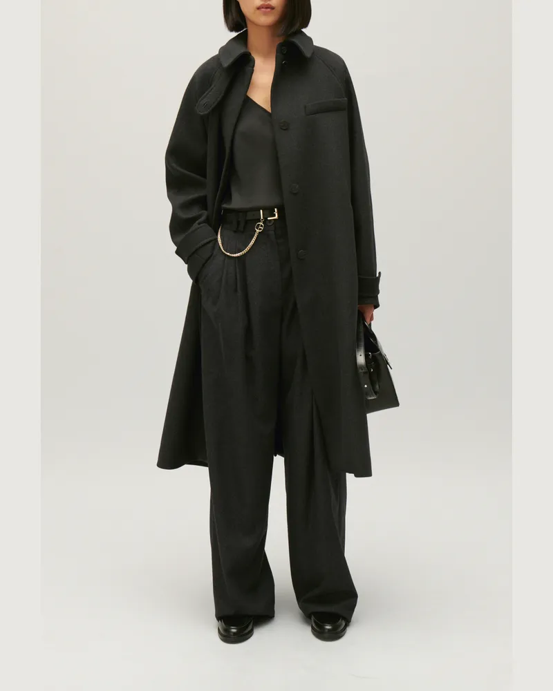 Claudie Pierlot Halblanger Wollmantel, grau meliert Grau-meliert