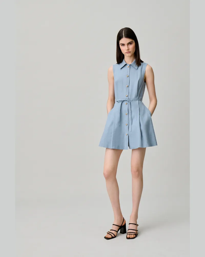 Claudie Pierlot Ärmelloses kurzes Kleid Bleu