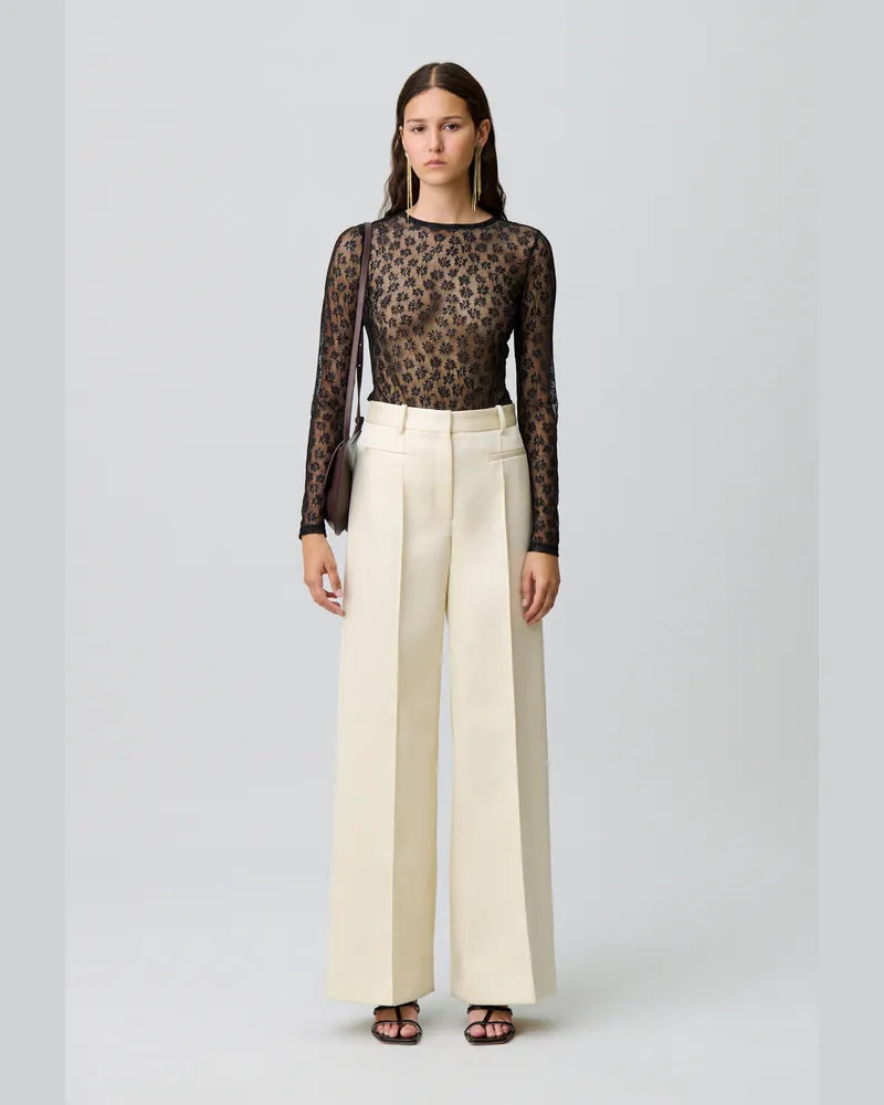 Claudie Pierlot Transparentes Spitzen-Top Schwarz