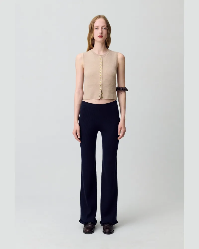 Claudie Pierlot Schlaghose aus Strick Marine