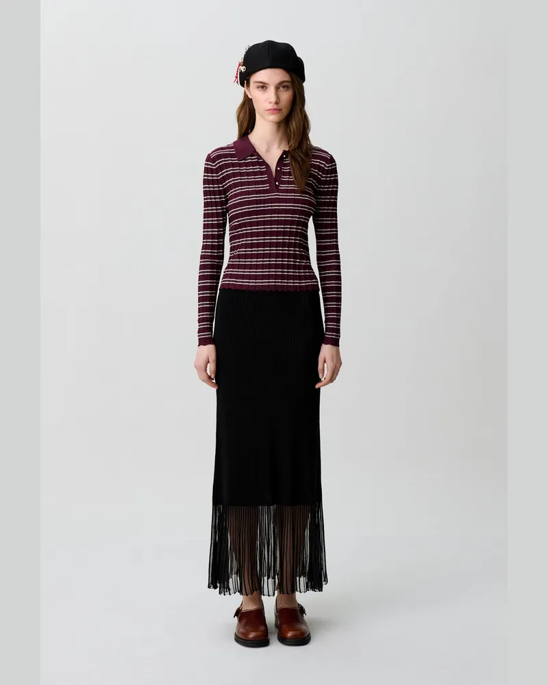 Claudie Pierlot Langer Strickrock Schwarz