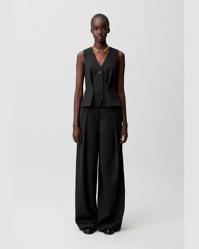 Claudie Pierlot Weite Hose aus Wollmischung Schwarz