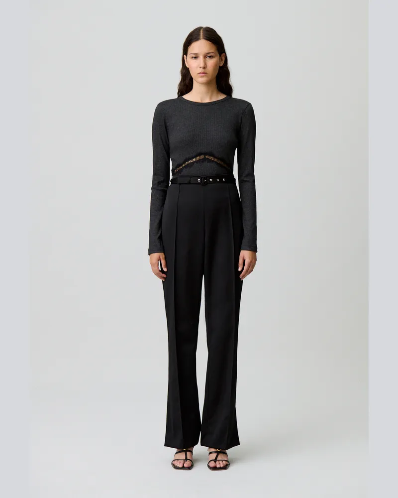 Claudie Pierlot Satinierte gerade Hose Schwarz