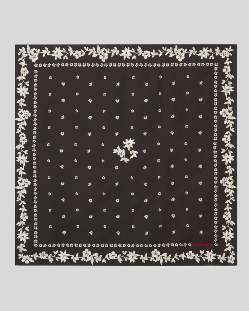 Claudie Pierlot Bedrucktes quadratisches Halstuch Schwarz