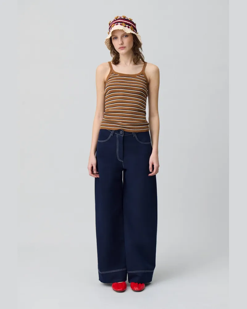 Claudie Pierlot Gestreiftes Top aus feinem Strick Zweifarbig