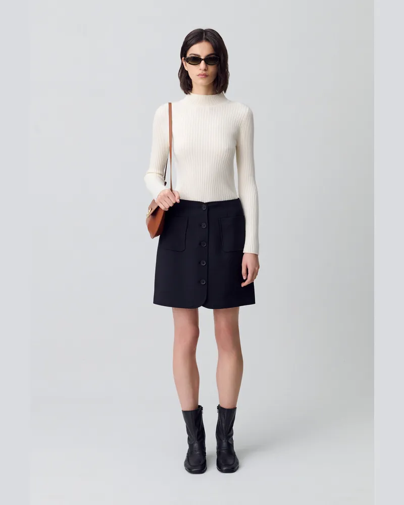 Claudie Pierlot Kurzer Rock mit Knöpfen Schwarz