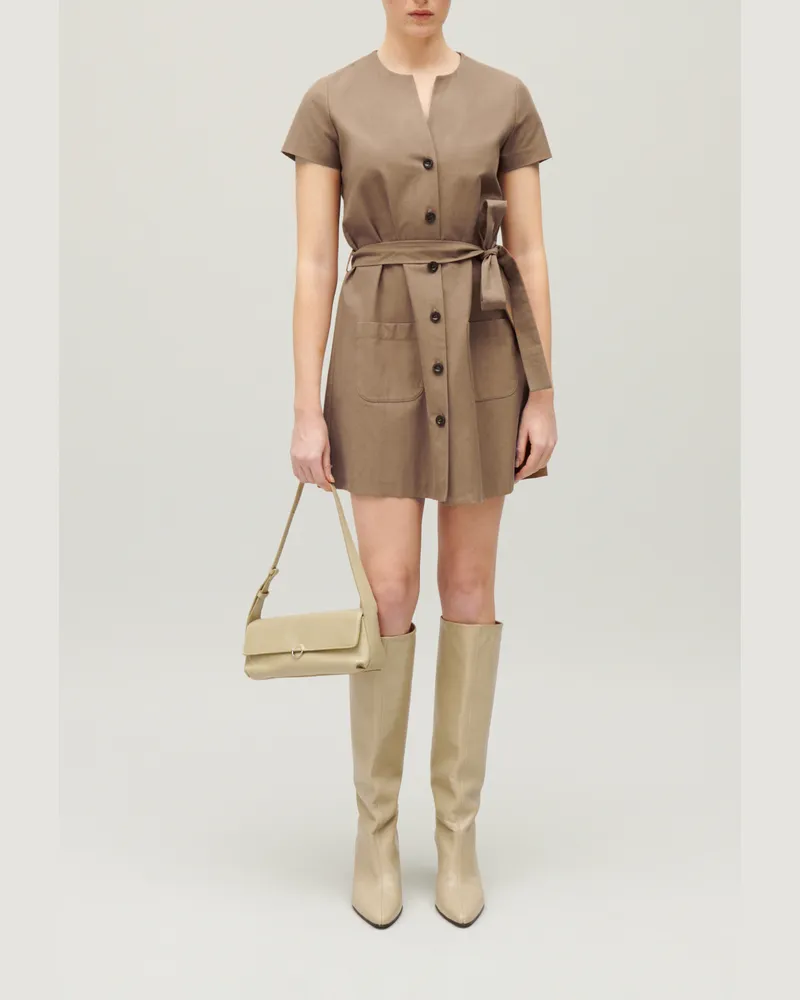 Claudie Pierlot Kurzes, geknöpftes Kleid Braun Braun