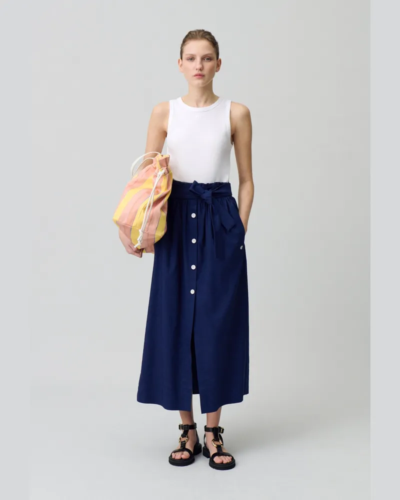 Claudie Pierlot Midi-Rock mit Knöpfen Indigo