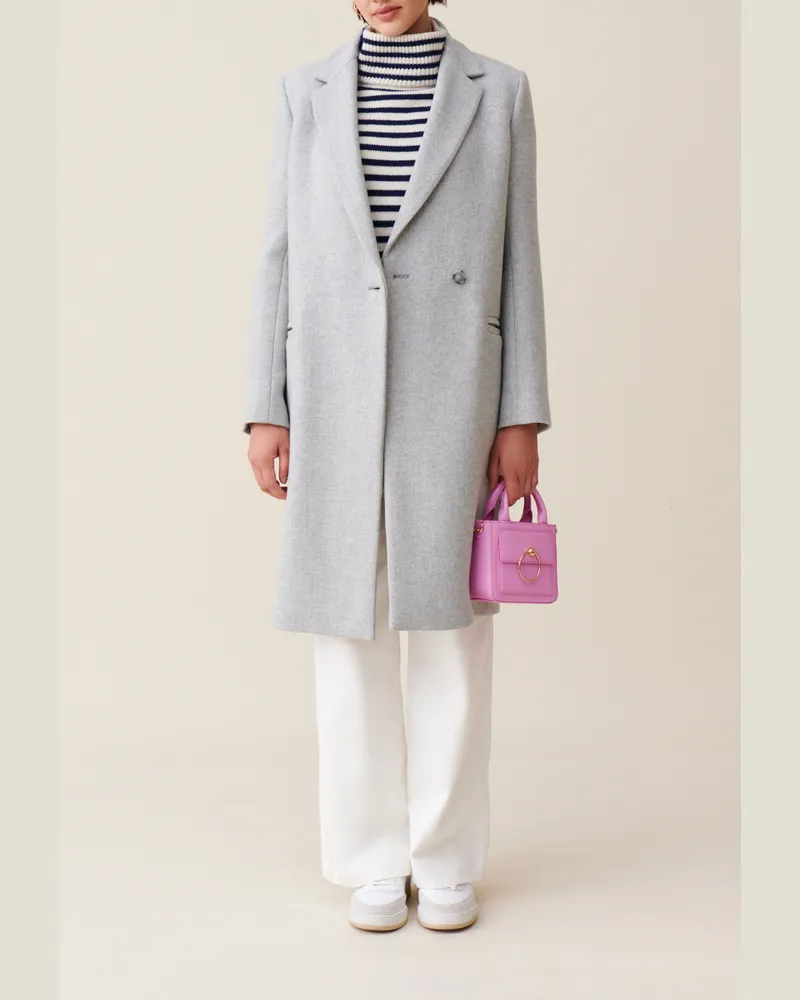 Claudie Pierlot Hellgrauer halblanger Mantel Hell-grau