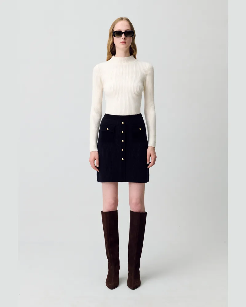 Claudie Pierlot Kurzer Strickrock Schwarz