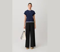 Weite plissierte Hose Schwarz