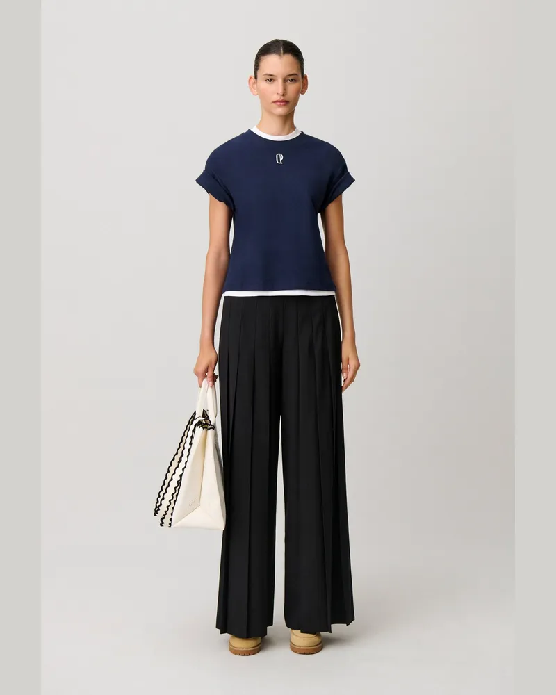 Claudie Pierlot Weite plissierte Hose Schwarz Schwarz