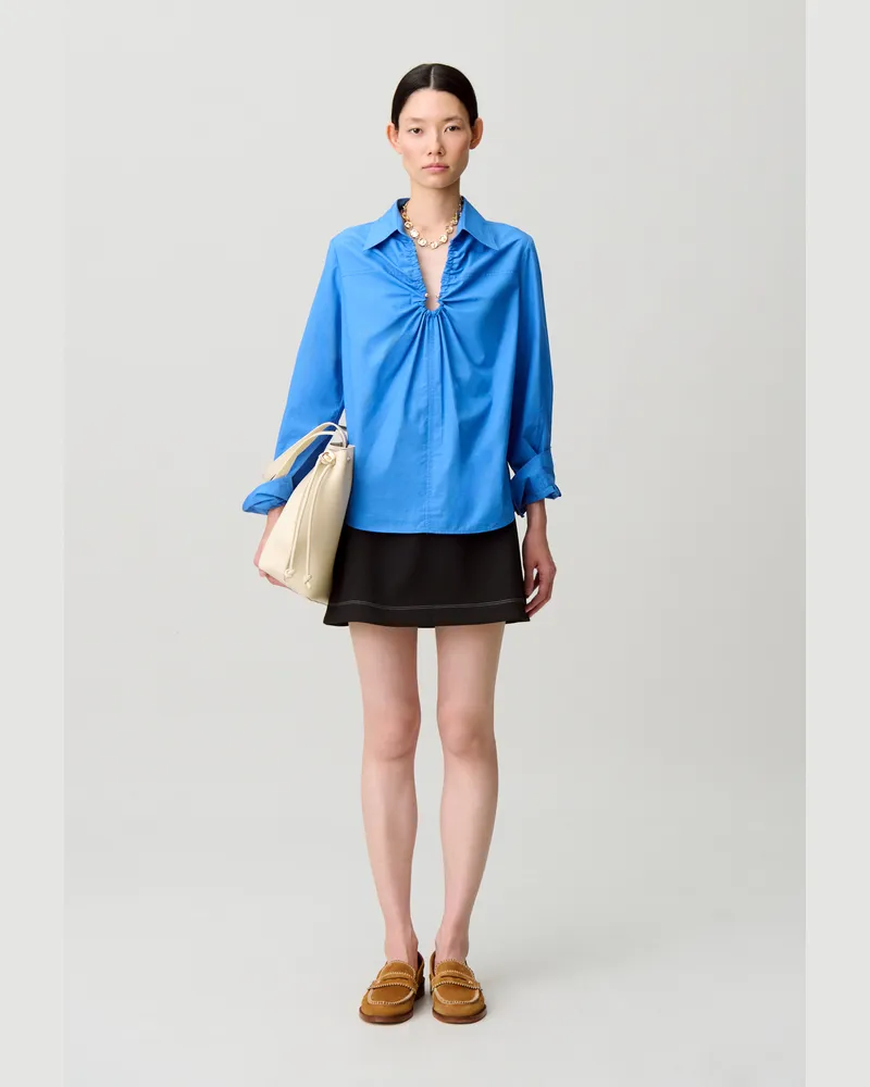 Claudie Pierlot Weite Ausschnittbluse Bleu