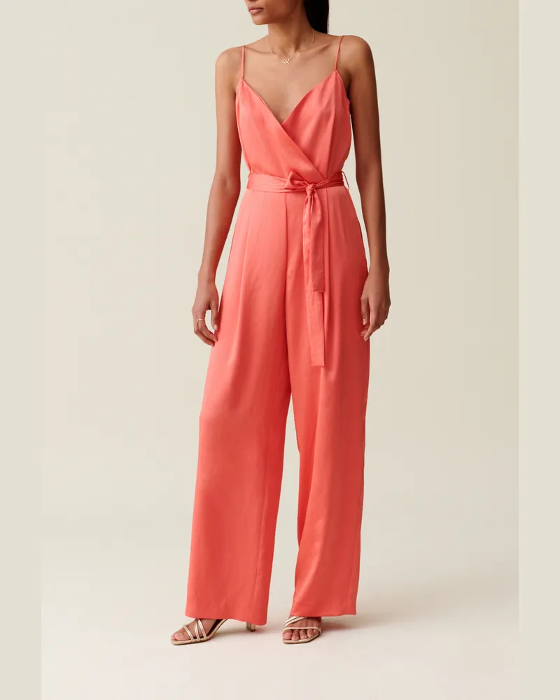 Claudie Pierlot Mandarinfarbener Overall mit Gürtel Mandarine