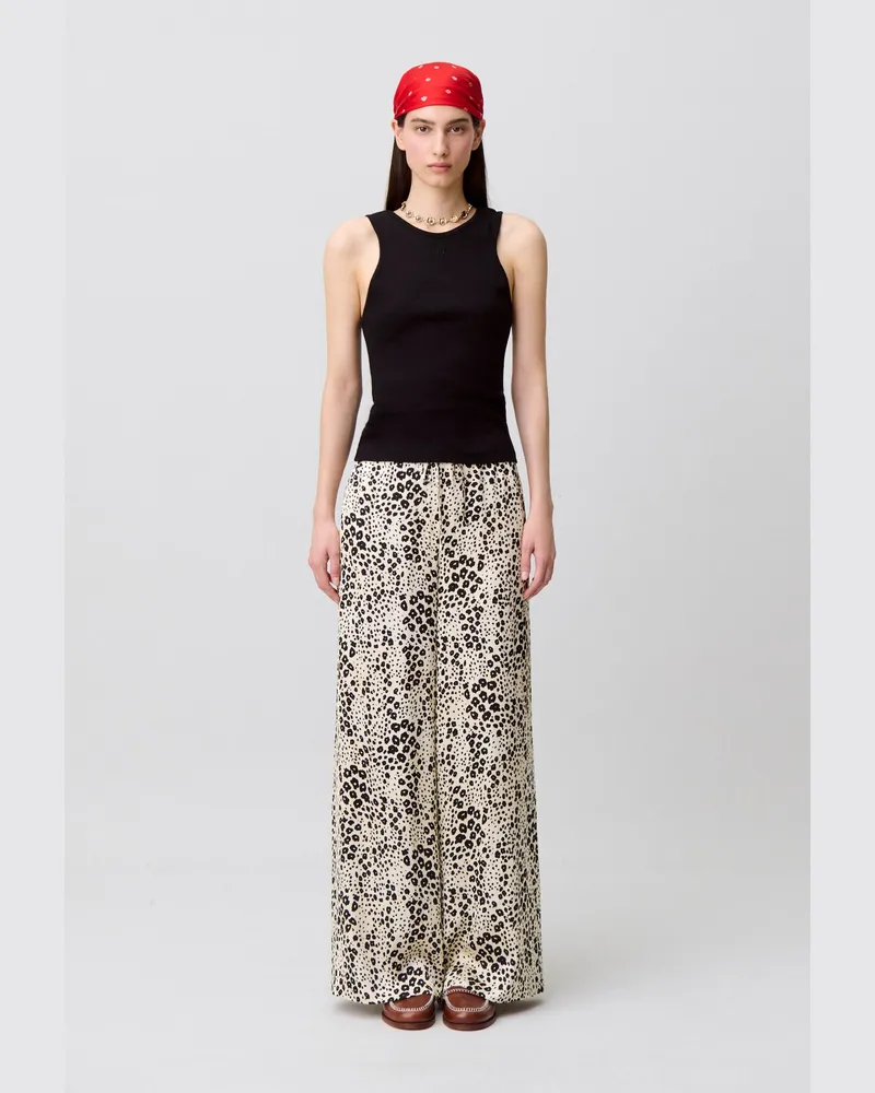Claudie Pierlot Satinhose mit Animal-Print Heller
