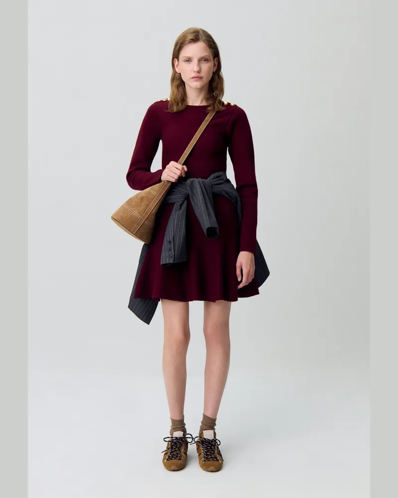 Claudie Pierlot Strickkleid in Skater-Optik Bordeaux