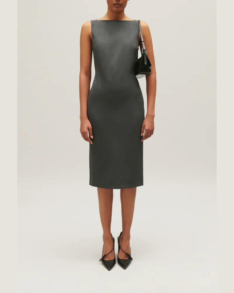 Claudie Pierlot Halblanges Kleid gerade Schwarz Grau-meliert