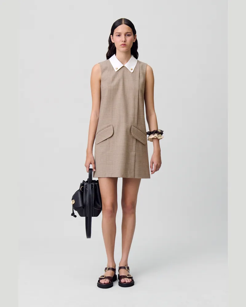 Claudie Pierlot Kurzes Kleid mit Karomuster Multico