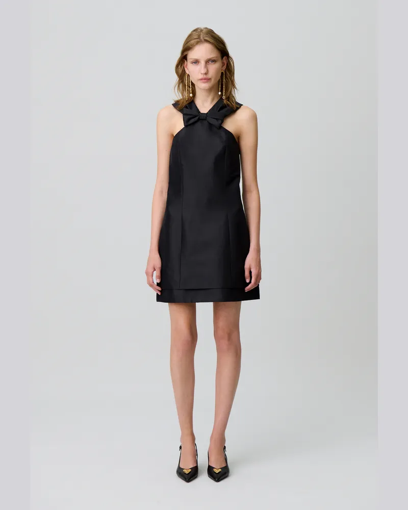 Claudie Pierlot Kurzes Kleid mit Schleife Schwarz