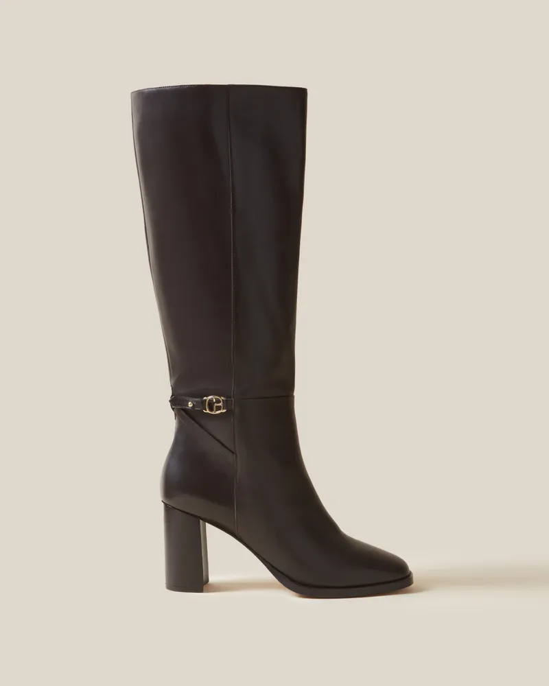 Claudie Pierlot Lacklederstiefel mit CP-Logo Braun