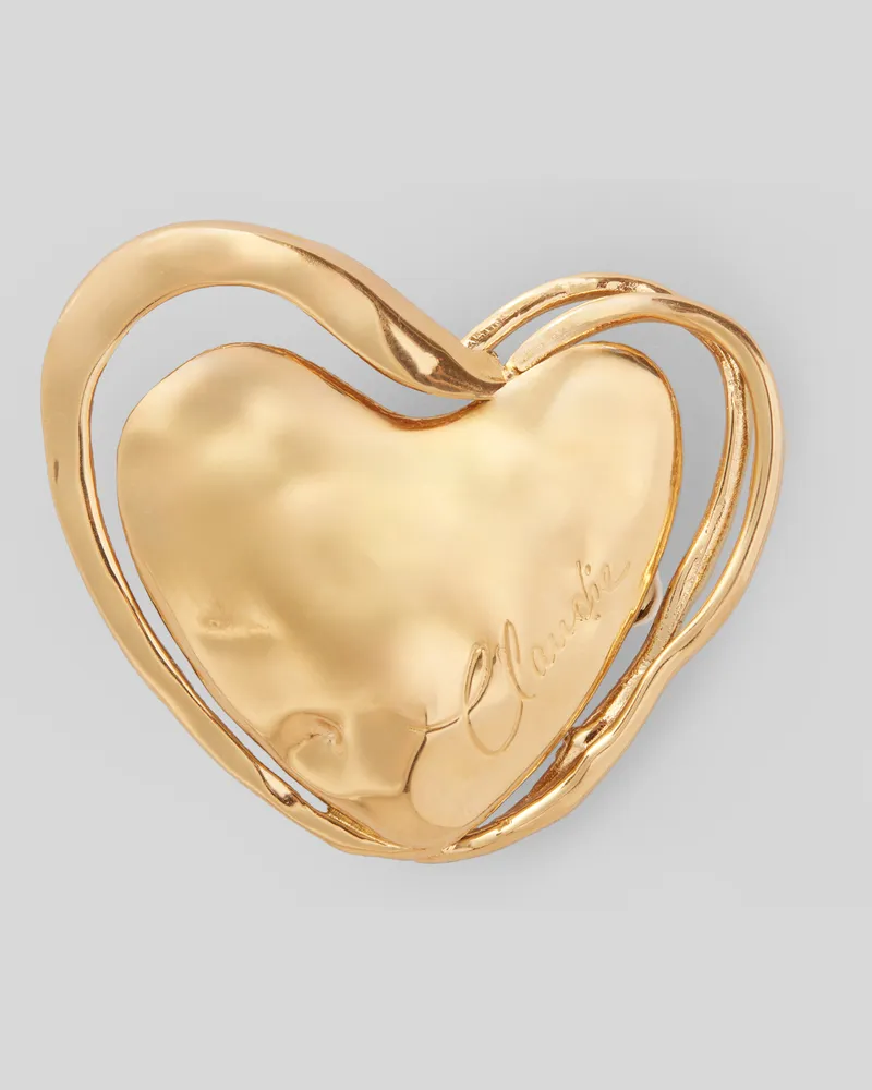 Claudie Pierlot Vergoldete Herz-Brosche Gold