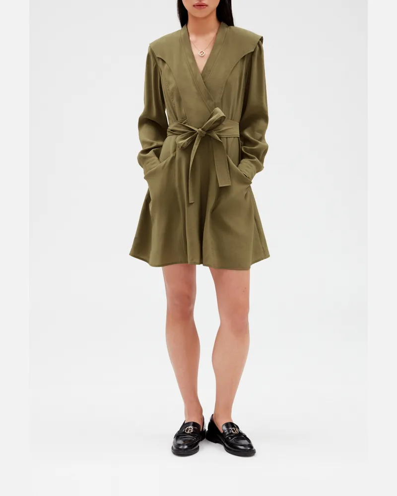 Claudie Pierlot Kurzes Kleid zum Binden, khaki Khaki