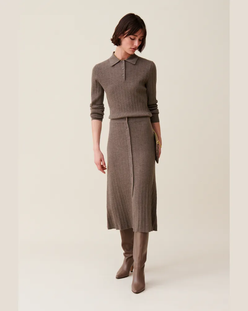 Claudie Pierlot Geknöpfter Midirock Taupe