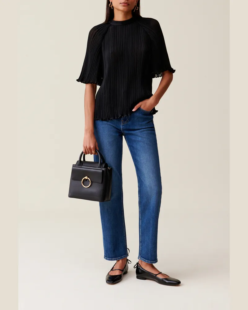 Claudie Pierlot Lockerer Plisseetop Schwarz