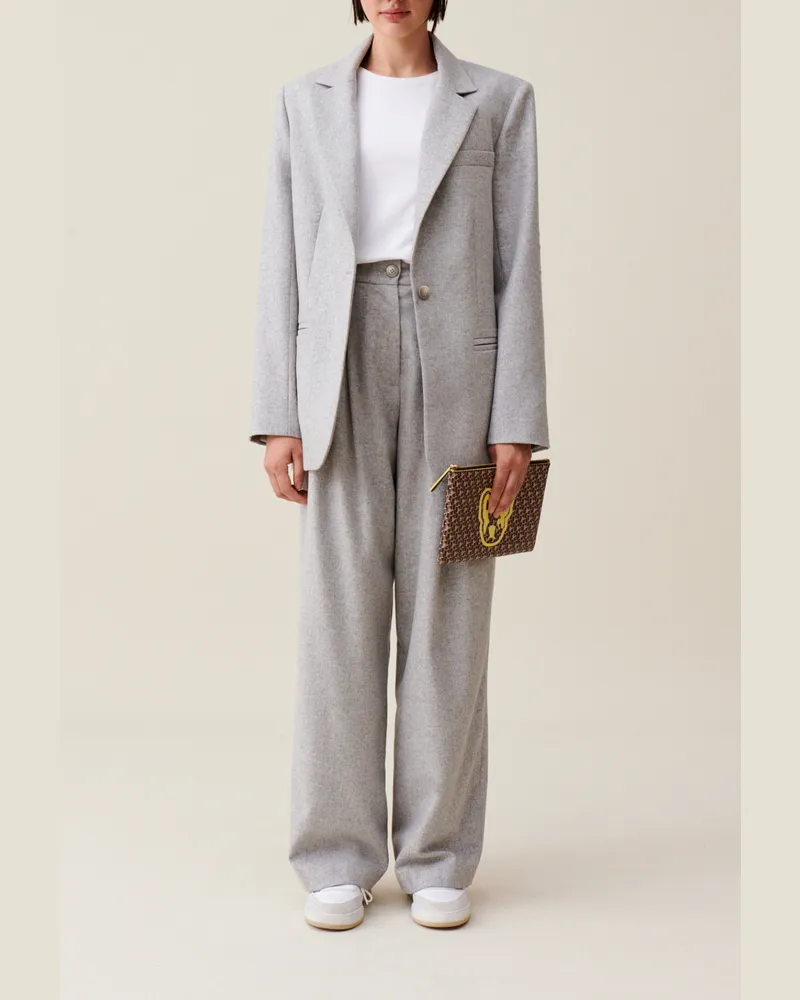 Claudie Pierlot Grauer Blazer aus Wollmischung Hell-grau