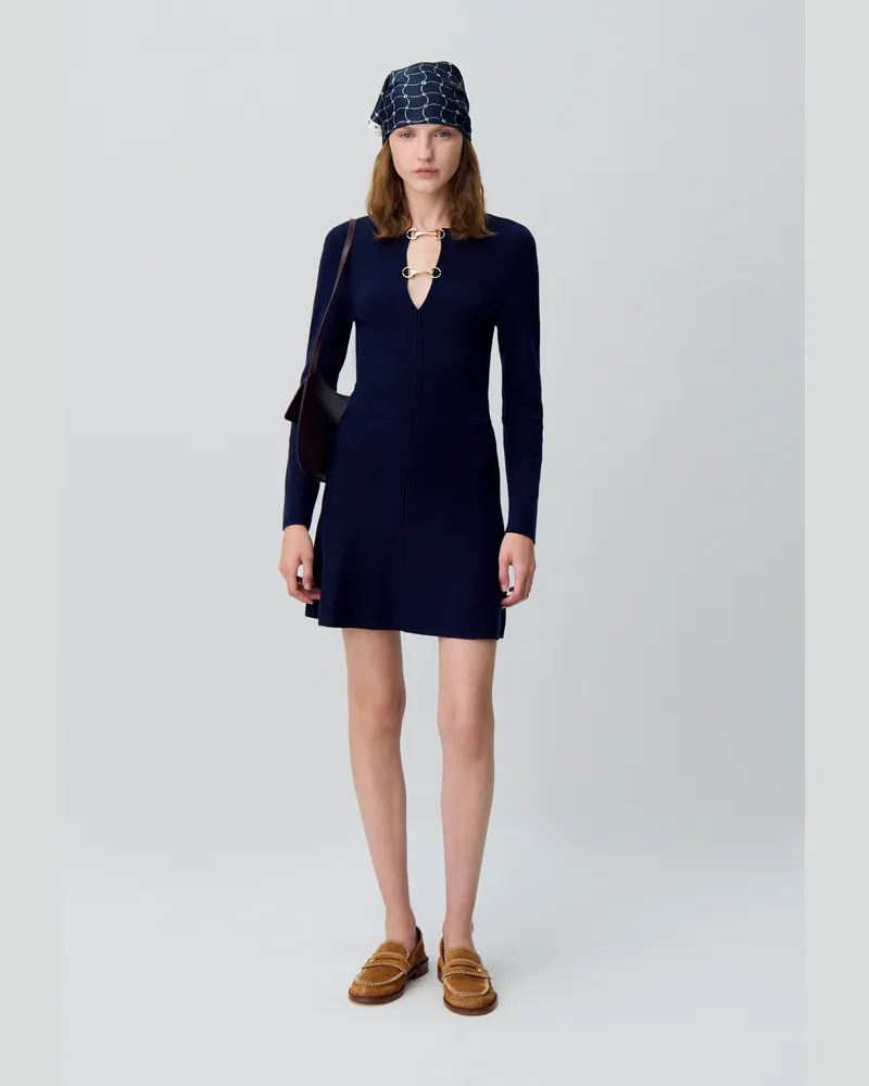 Claudie Pierlot Tailliertes Strickkleid Marine