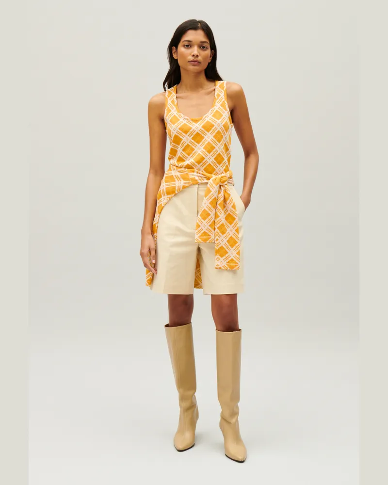 Claudie Pierlot Tanktop Karomuster in Gelb Multico