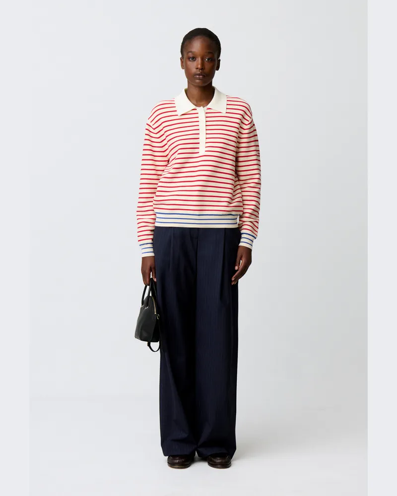 Claudie Pierlot Gestreifter Pullover, Polo-Kragen Multico