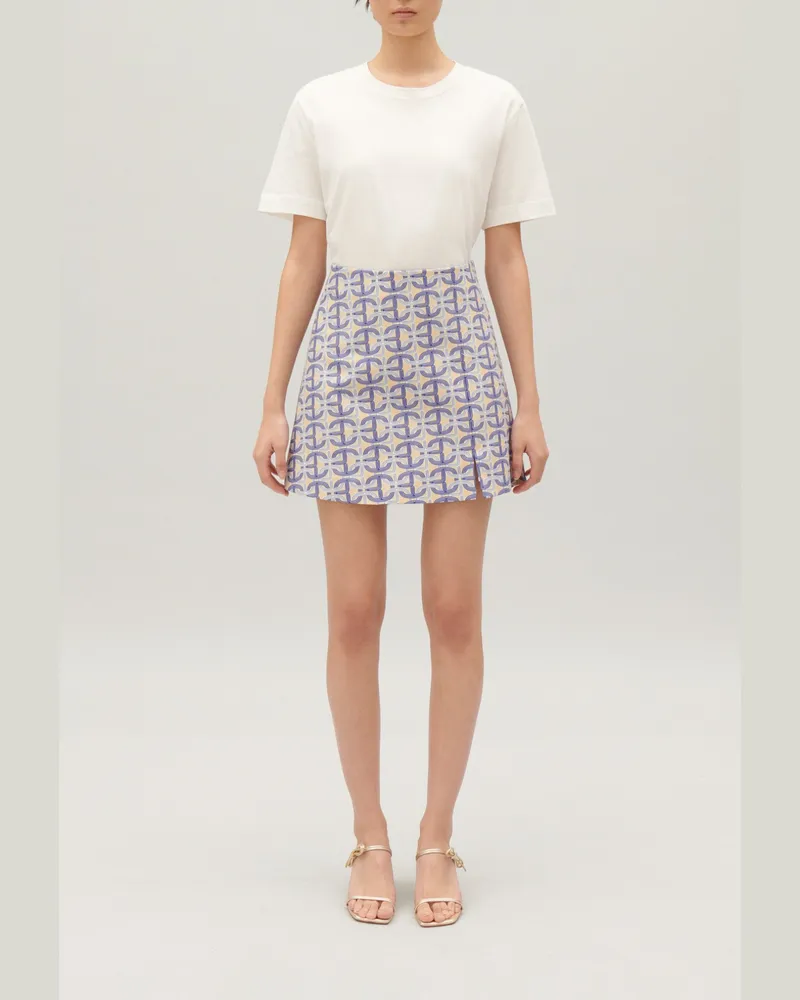 Claudie Pierlot Kurzer Trapez-Rock mit Monogramm Heller