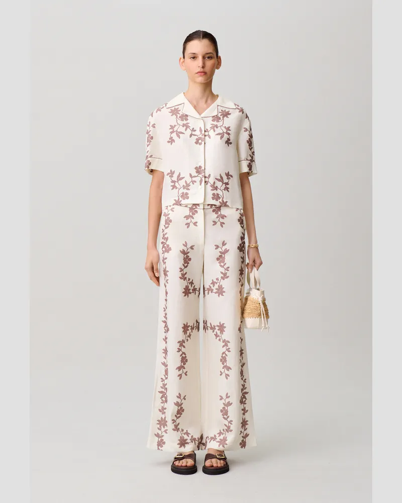 Claudie Pierlot Weite Hose mit Blumen Heller