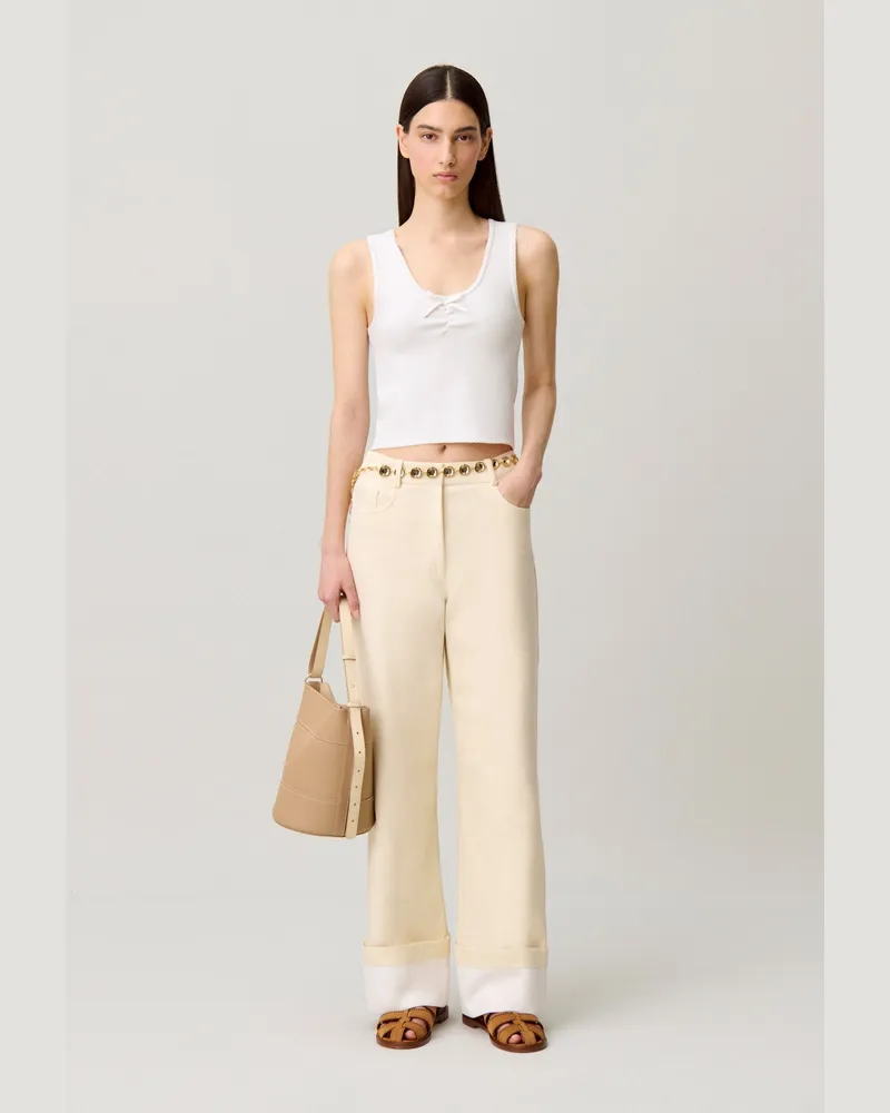 Claudie Pierlot Stricktop mit Rundhalsausschnitt Ecru