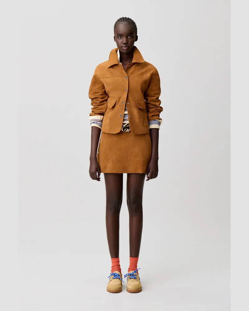 Claudie Pierlot Wildleder-Minirock Kamel