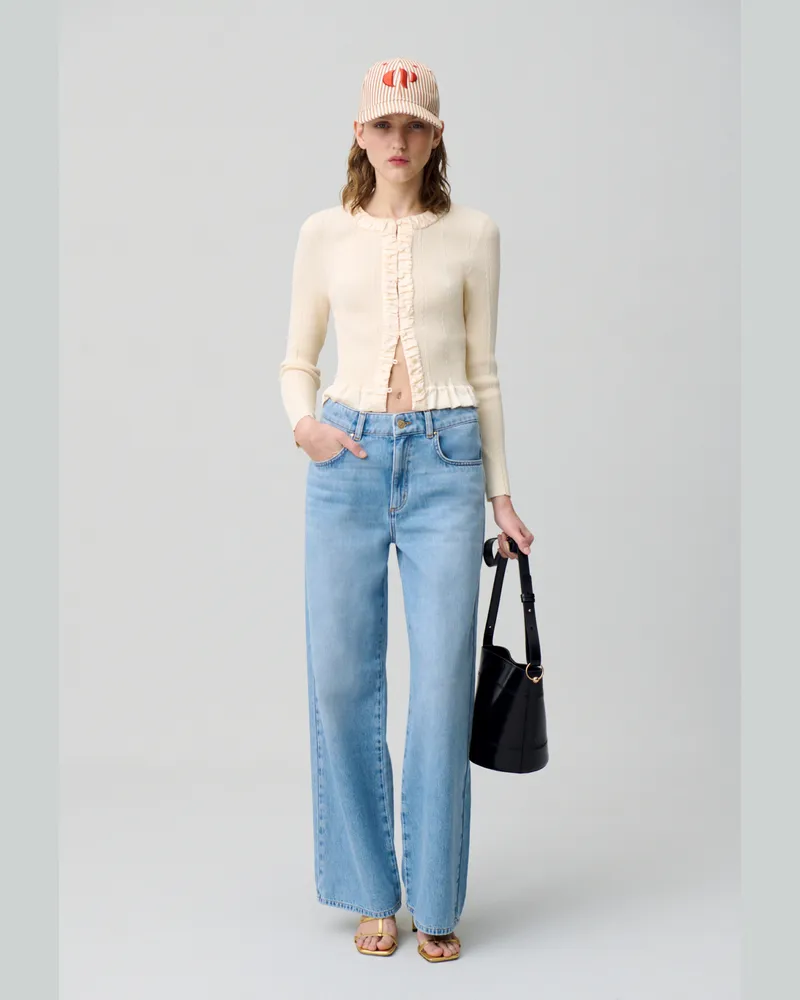 Claudie Pierlot Feinstrick-Cardigan mit Knopfleiste Blass-gelb