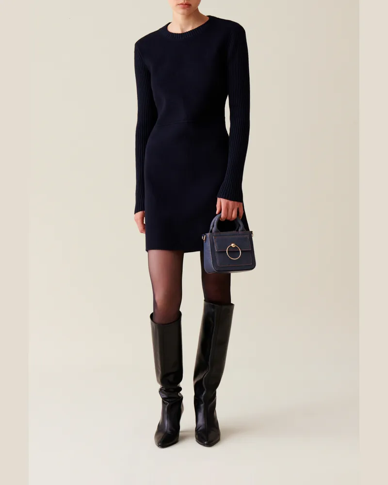 Claudie Pierlot Kurzes Kleid Rippstrick am Rücken Marine