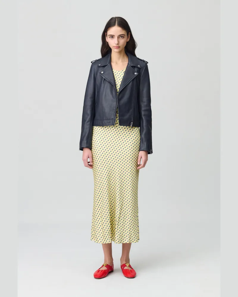 Claudie Pierlot Jacke aus genarbtem Leder Marine