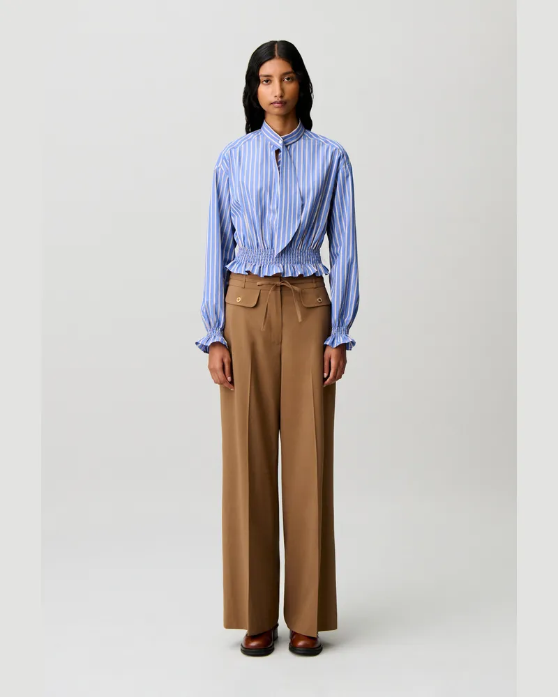 Claudie Pierlot Gestreiftes Popeline-Schluppentop Multico