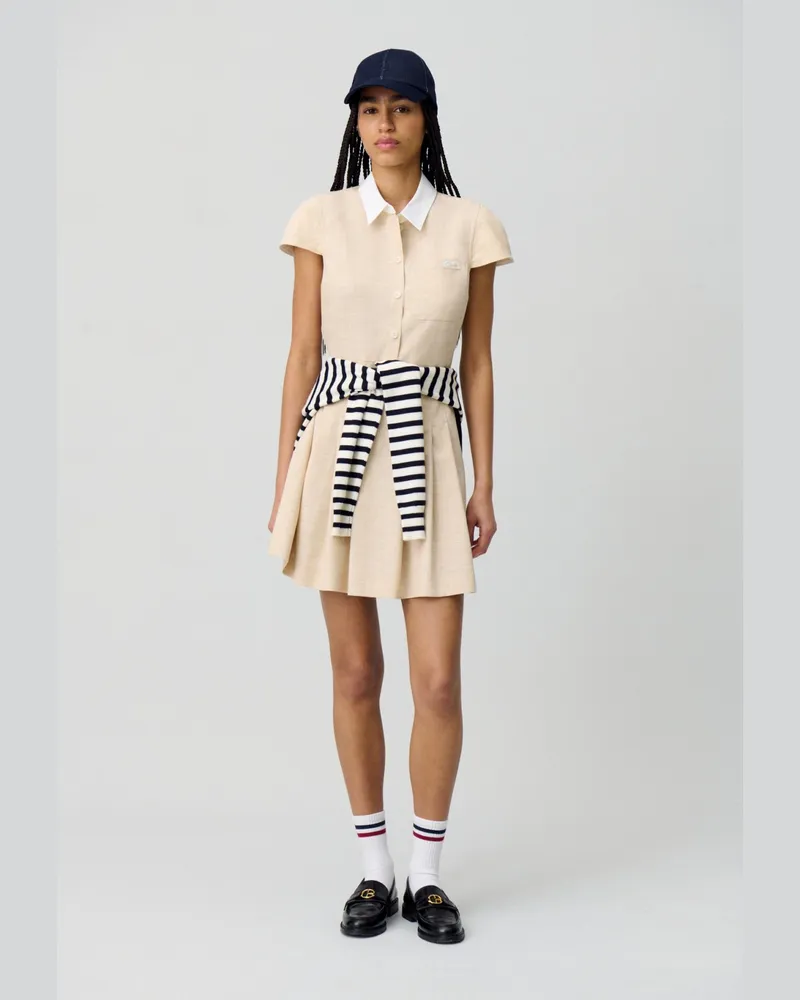 Claudie Pierlot Plissiertes kurzes Kleid Hell
