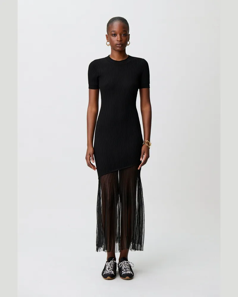 Claudie Pierlot Kurzes ausgestelltes Strickkleid Schwarz