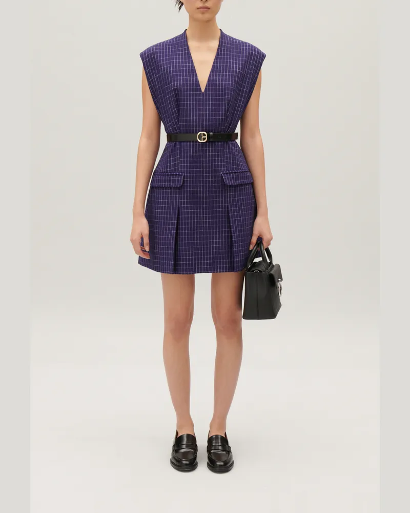 Claudie Pierlot Kurzes Kleid mit Karomuster Indigoblau Indigo