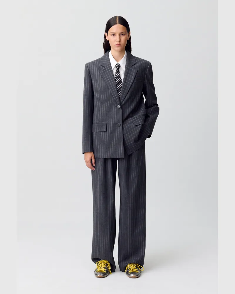 Claudie Pierlot Gestreifter Blazer Anthrazit