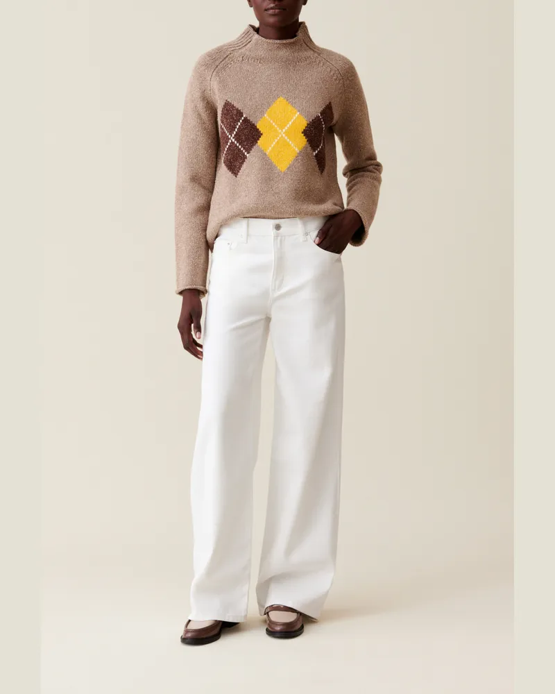 Claudie Pierlot Ecru Baggy-Jeans Michel geraden Schnitt Ecru