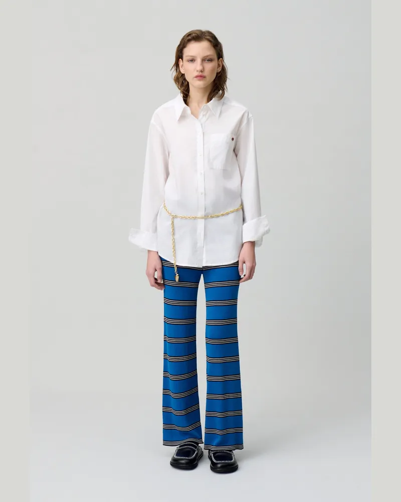 Claudie Pierlot Schmale Hose aus feinem Strick Bleu