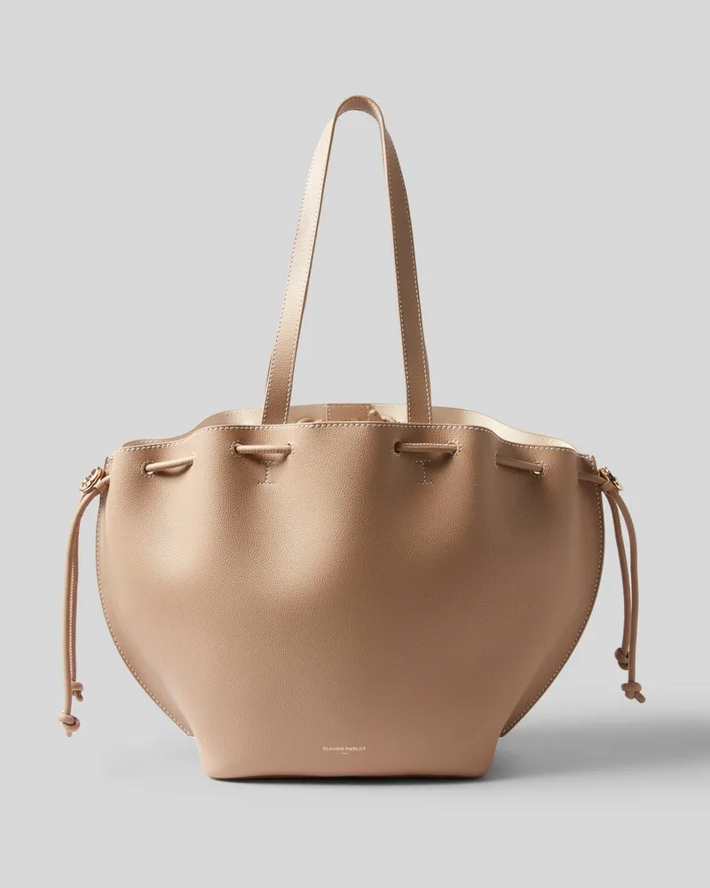 Claudie Pierlot Shopper aus genarbtem Leder Beige