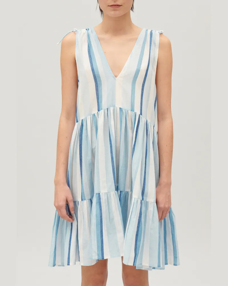 Claudie Pierlot Kurzärmeliges Kleid mit Streifen Multico